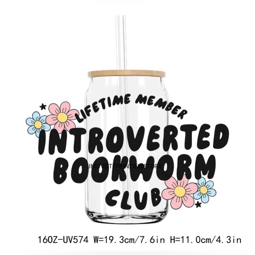 Introverted Book Club Decal Cup Sticker